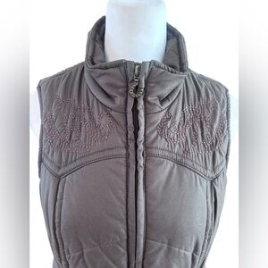 Ariat Brown Quilted Western Vest Embroidered Cross Women’s M